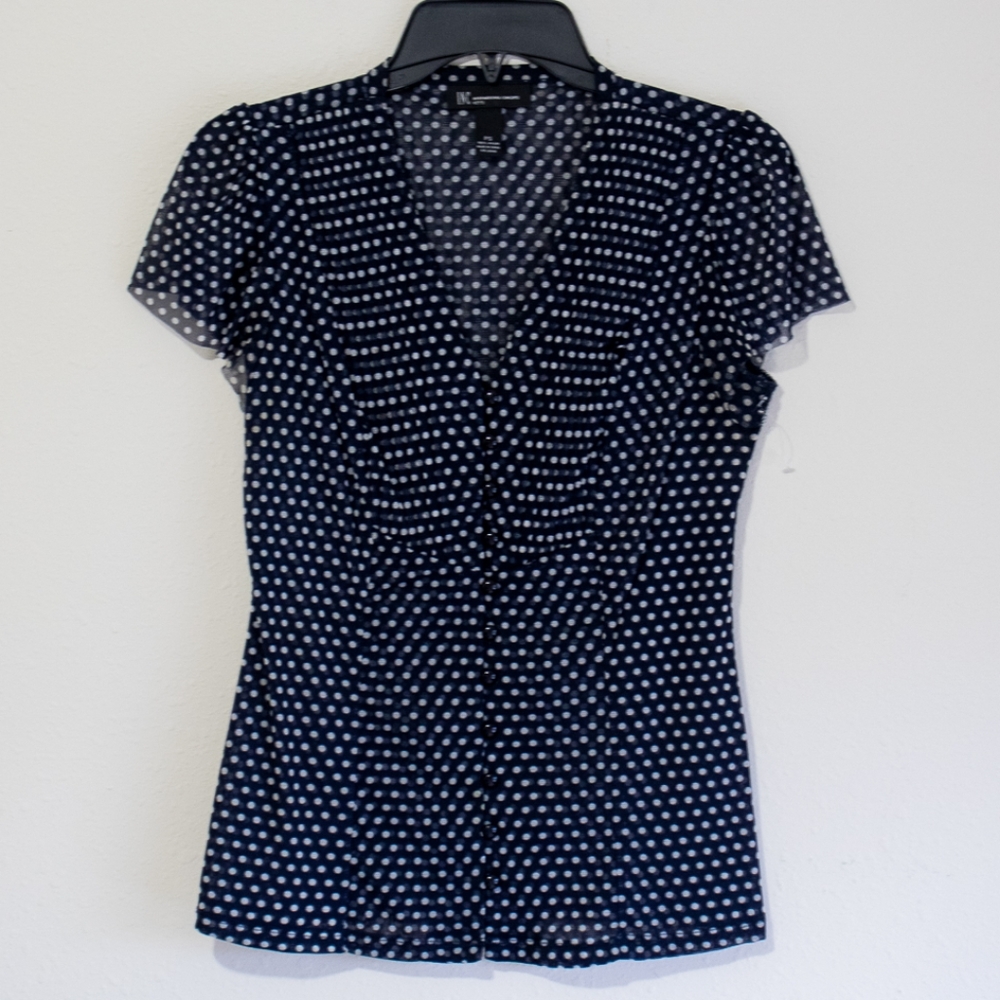INC Polka Dotted Double Fabricated Button Up Shirt
